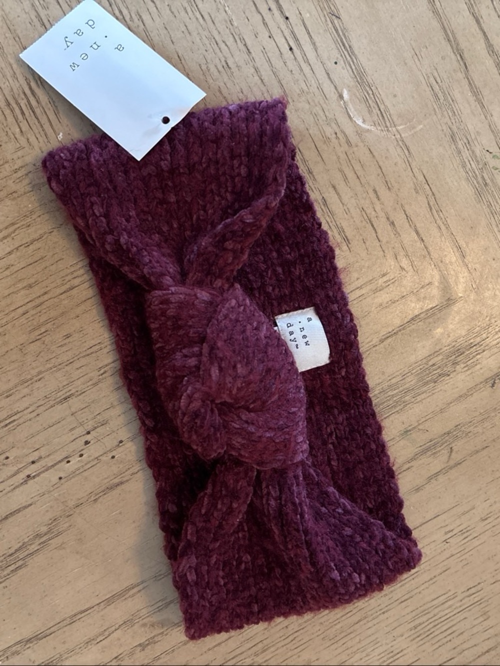 a new day Maroon Knit Knot Headband